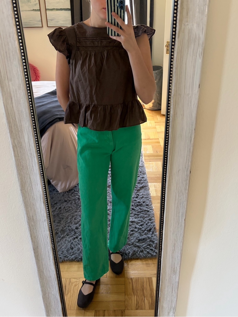 Women's Green Straight-Leg Pants